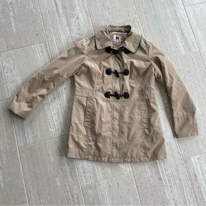 Laundry by Design Tan Toggle Trench Coat with Dark Accents